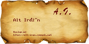 Alt Irén névjegykártya